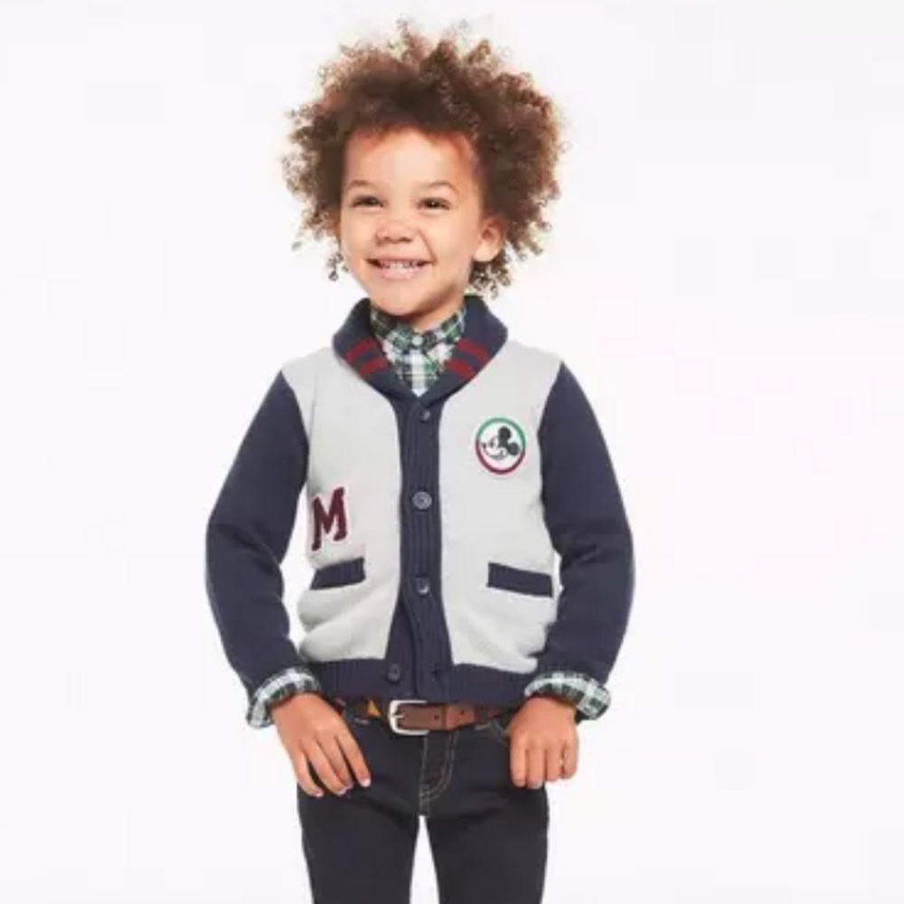 Disney x‎ Janie and Jack Mickey Mouse Varsity Cardigan 12-18M
